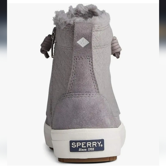 Sperry Quilted Fur-Lined High-Tops Sneakers Zip Lace Up Wool - Picture 17 of 17